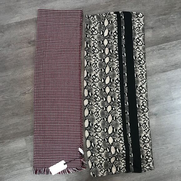 (O) Nordstrom Leith Fringe Aldo Animal Snake Scarf Lot of 2 - Picture 3 of 3